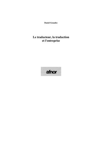 Couverture : Le traducteur, la traduction et l'entreprise.