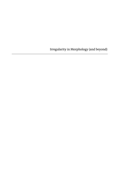 Couverture : Irregularity in Morphology (and beyond)
