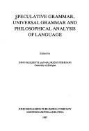 Couverture : Speculative grammar, universal grammar, and philosophical analysis of language