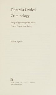 Couverture : Toward a unified criminology