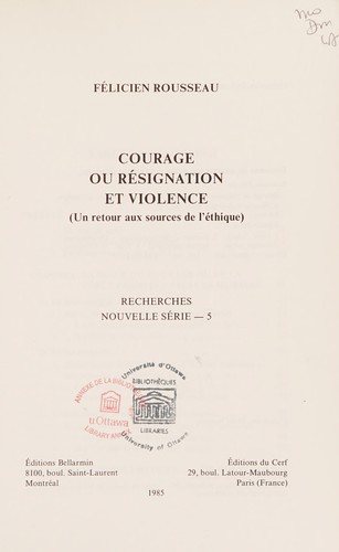 Couverture : Courage ou résignation et violence
