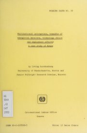 Couverture : Multinational enterprises, transfer of managerial know-how, technology choice and employment effects