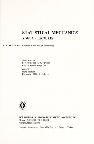 Couverture : Statistical mechanics
