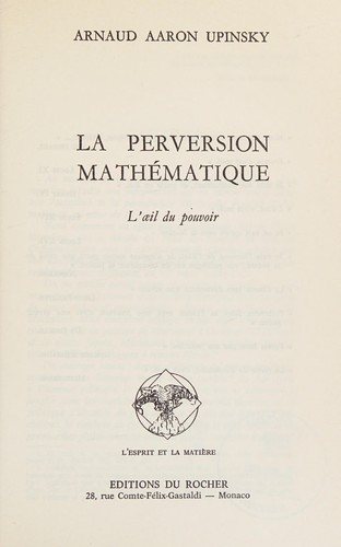 Couverture : La perversion mathématique