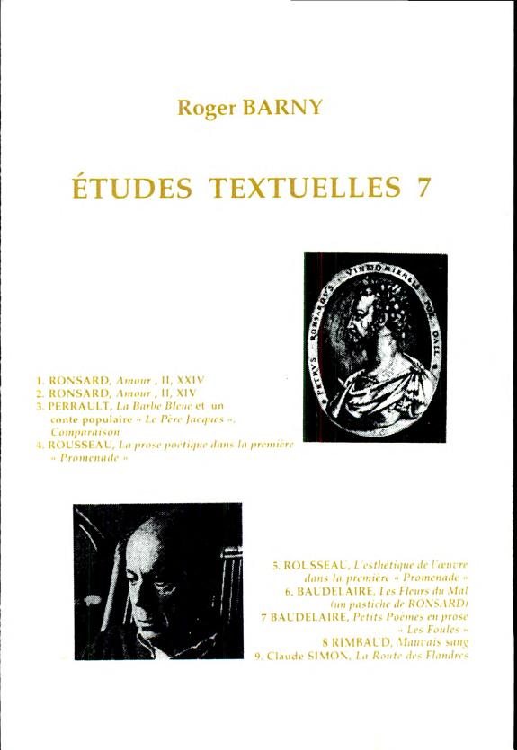 Couverture : Études textuelles. 7