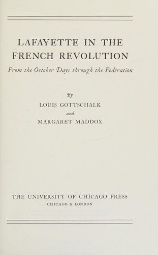 Couverture : Lafayette In the French Revolution From