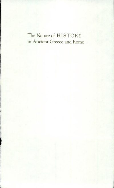 Couverture : The nature of history in ancient Greece and Rome