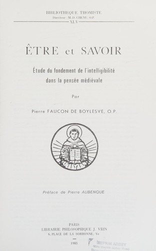 Couverture : Etre et savoir