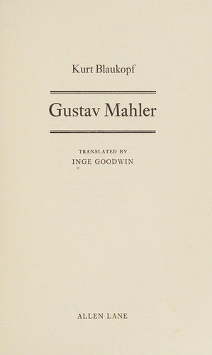 Couverture : Gustav Mahler