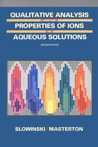 Couverture : Qualitative analysis and the properties of ions in aqueous solution