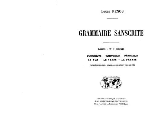 Couverture : Grammaire sanscrite