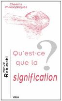 Couverture : Qu'est-Ce Que la Signification?