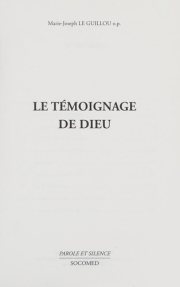 Couverture : Le témoignage de Dieu
