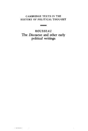 Couverture : The discourses and other political writings