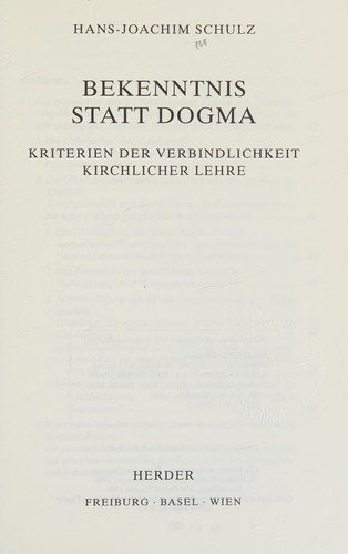 Couverture : Bekenntnis statt Dogma