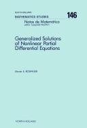 Couverture : Generalized solutions of nonlinear partial differential equations