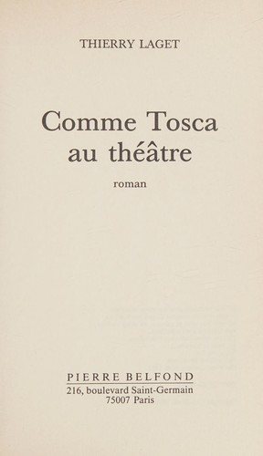Couverture : Comme Tosca au théâtre