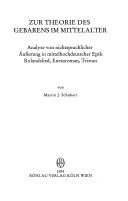 Couverture : Zur Theorie des Gebarens im Mittelalter