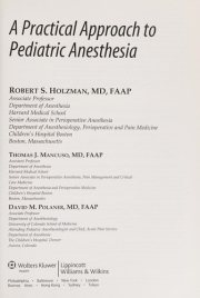 Couverture : A Practical Approach to Pediatric Anesthesia