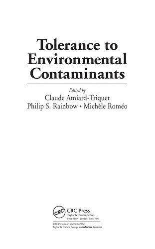 Couverture : Tolerance to environmental contaminants
