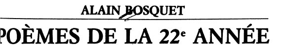 Couverture : Poèmes de la 22e année