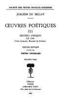 Couverture : Œuvres poétiques