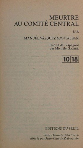 Couverture : Meurtre au Comite Central