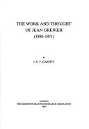 Couverture : The work and thought of Jean Grenier, 1898-1971