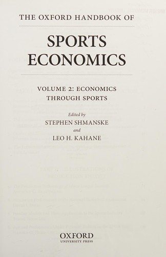 Couverture : The Oxford Handbook of Sports Economics Volume 1