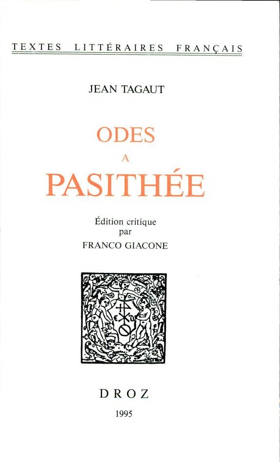 Couverture : Odes a Pasithée