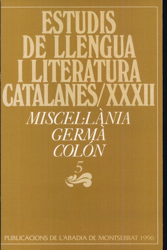 Couverture : Miscel.lània Germà Colón. 5