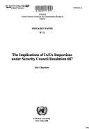 Couverture : The implications of IAEA inspections under Security Council resolution 687