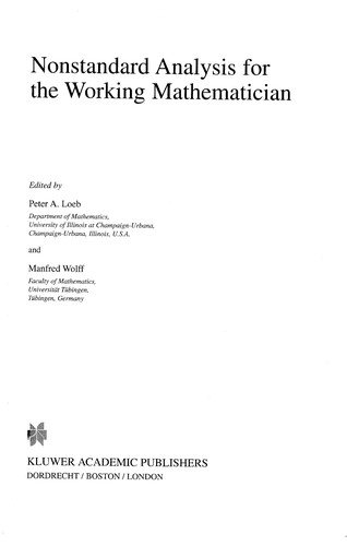 Couverture : Nonstandard analysis for the working mathematician