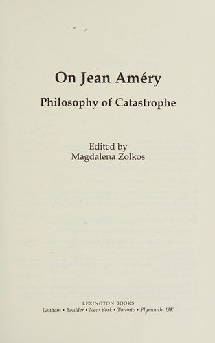 Couverture : On Jean Améry