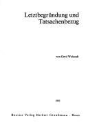 Couverture : Letztbegründung und Tatsachenbezug