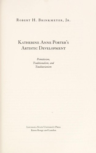 Couverture : Katherine Anne Porter's artistic development
