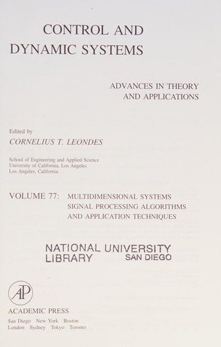 Couverture : Multidimensional systems, signal processing algorithms and application techniques