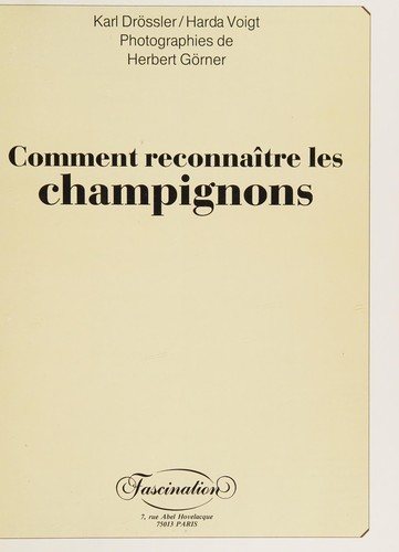 Couverture : Comment reconnaître les champignons