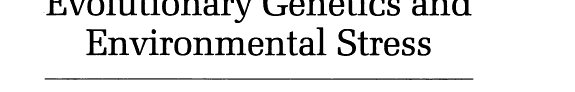 Couverture : Evolutionary genetics and environmental stress