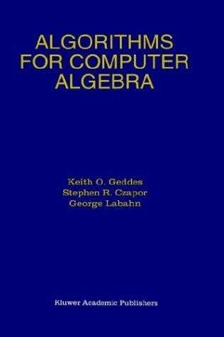 Couverture : Algorithms for computer algebra