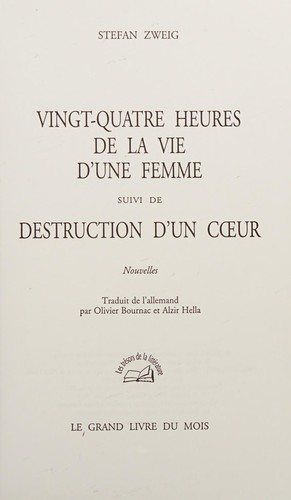 Couverture : Vingt-quatre heures de la vie d'une femme
