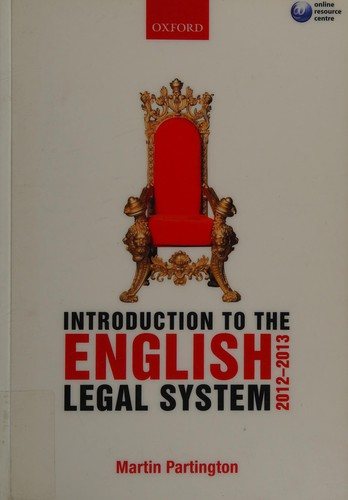 Couverture : Introduction to the English Legal System 2012-2013