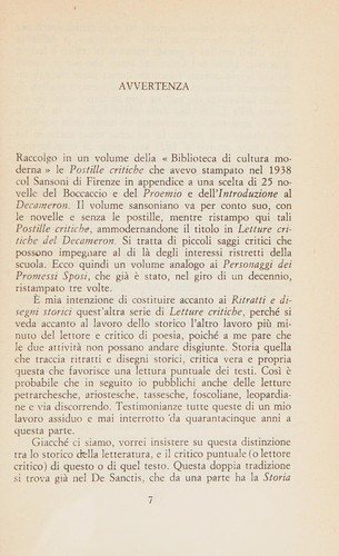 Couverture : Letture critiche del Decameron