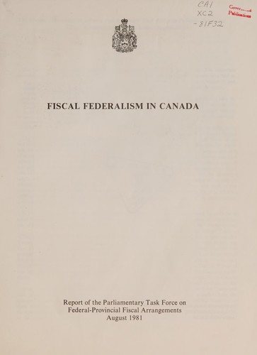 Couverture : Fiscal federalism in Canada