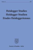 Couverture : Heidegger studies. Volume 10
