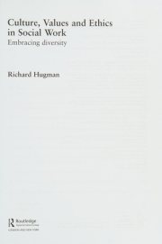 Couverture : Culture, Values and Ethics in Social Work