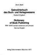 Couverture : Satzwörterbuch des Buch- und Verlagswesens