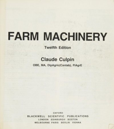 Couverture : Farm Machinery