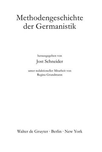 Couverture : Methodengeschichte der Germanistik