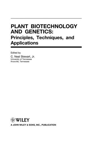 Couverture : Plant biotechnology and genetics